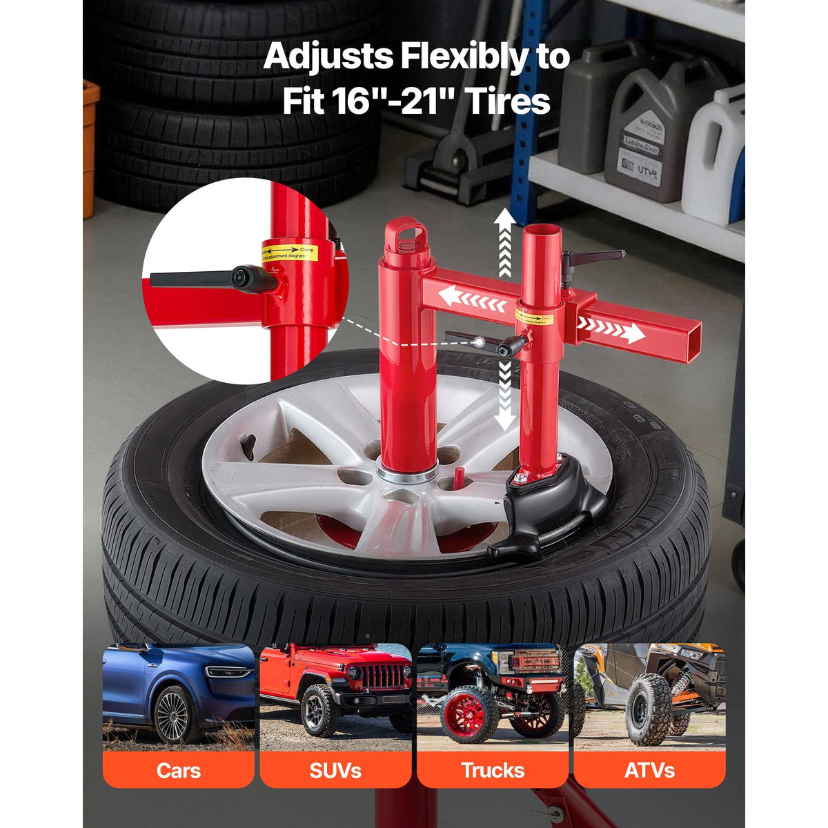 Manual Tire Changer Duck Head Kit with Silver Cone, Fit for 16"-21" Wheels, Heavy Duty Manual Tire Changer Duck Head Adapter Kit, Mounting and Demounting Tool for Most Cars, SUVs, Trucks, ATVs