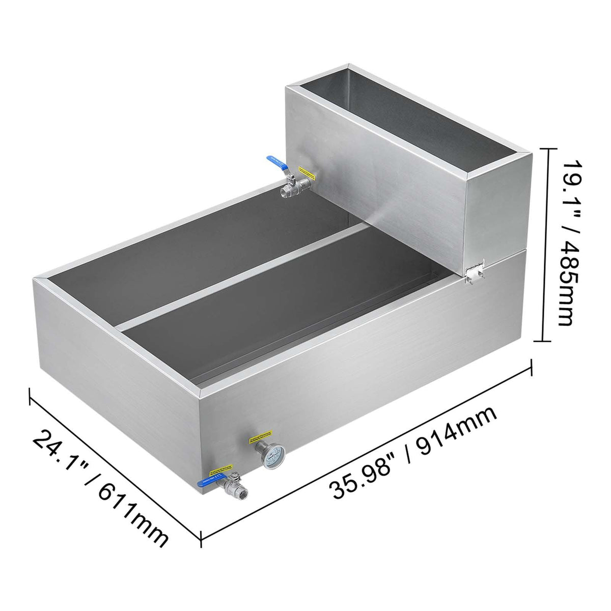 Maple Syrup Evaporator Pan, 35 Gallon, 509 Cups of 8.8oz Maple Syrup, Flat Evaporator Pan with Thermometer, 2 Valves and 3 Heating Methods, Stainless Steel Maple Syrup Pan for Home, Outdoor