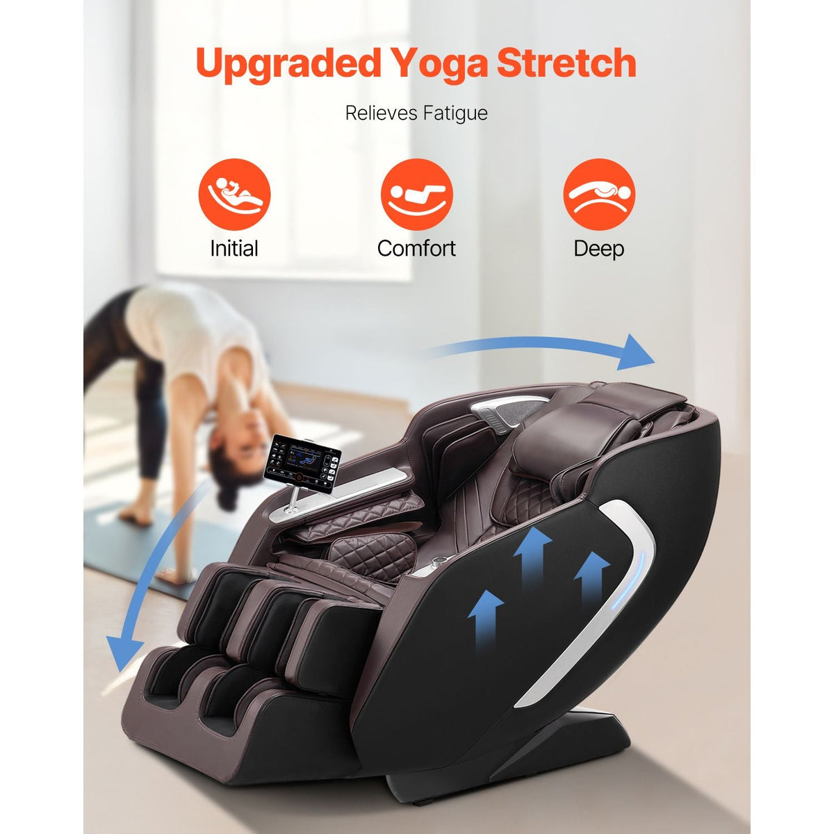 Massage Chair, 4D Full Body Zero Gravity Recliner with SL Track, Yoga Stretch, AI Voice Control, Heat, Foot Roller, Retractable Pedal, 36 Airbags, LCD, Armrest Controls, Rolling Base
