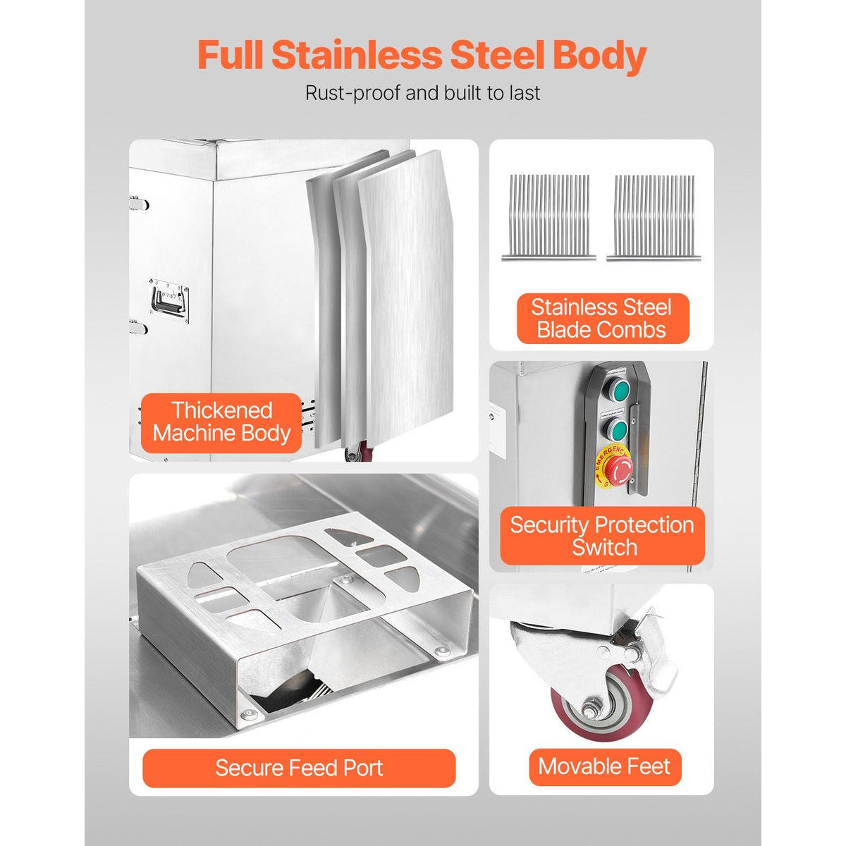 Meat Cutter Machine, 1100W Meat Slicer, 1102 lb/h Commercial Meat Cutting Machine, Stainless Steel, 5 mm Thickness, Detachable Blades, Electric Food Slicer for Kitchen Restaurant Supermarket