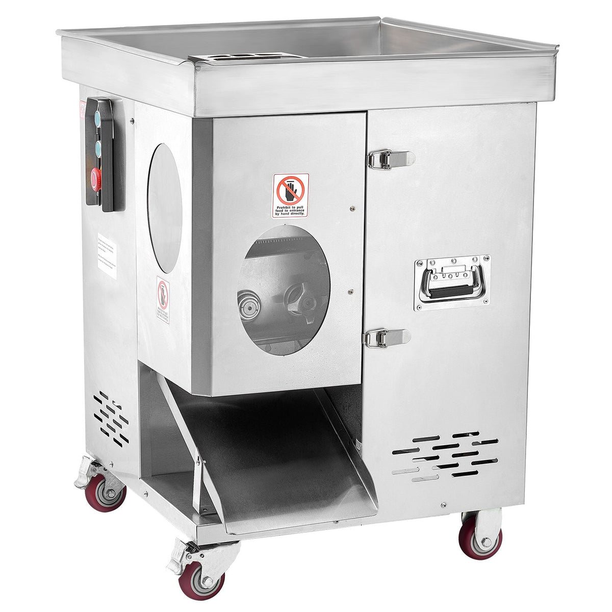 Meat Cutter Machine, 1100W Meat Slicer, 1102 lb/h Commercial Meat Cutting Machine, Stainless Steel, 5 mm Thickness, Detachable Blades, Electric Food Slicer for Kitchen Restaurant Supermarket