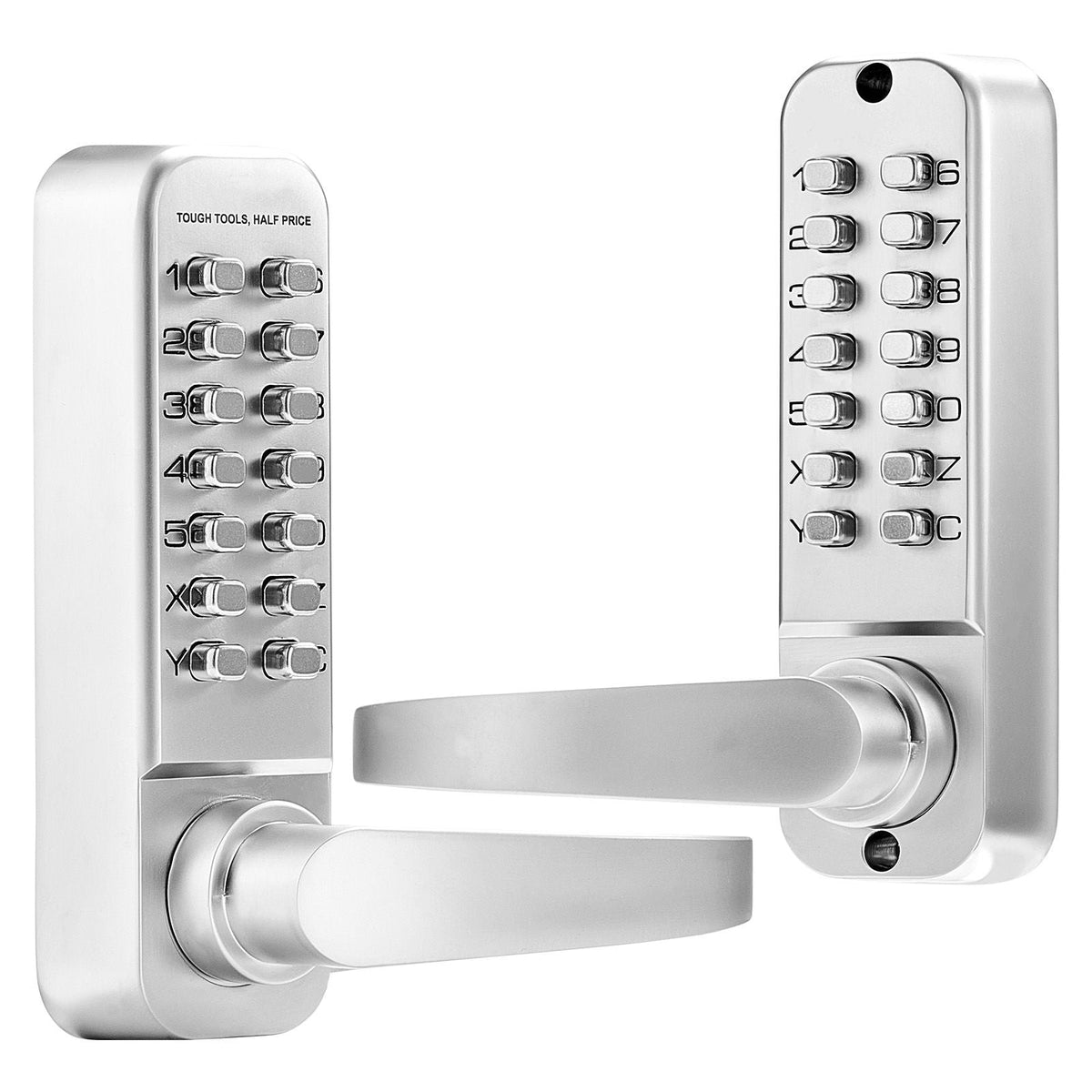 Mechanical Keyless Entry Door Lock, 14 Key Mechanical Door Lock, Mechanical Keypad Door Lock with Handle, Double-Sided Stainless Steel Waterproof Keyless Gate Lock, for Home Office Yard, Sliver