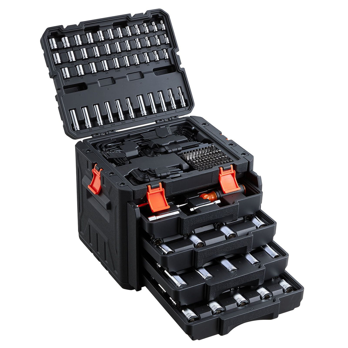 Mechanics Tool Set, 256-Piece Mechanic Tool Kit, 1/4 in, 3/8 in, and 1/2 in Drive, SAE and Metric Socket Set, Wrenches, Screwdriver Bits, Accessories, and Storage Case, for Automotive Repair