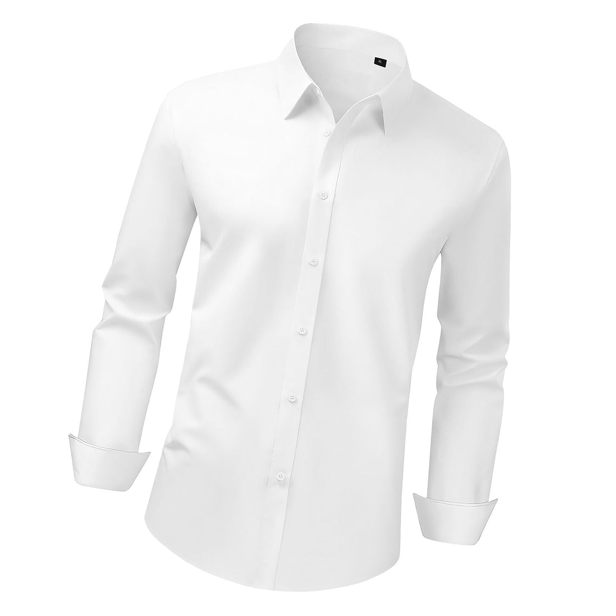 Men's Button Up Shirt, Mens Long Sleeve Wrinkle-free Button Down Dress Shirts, Slim Fit Soft Stretch Fabric for Business Casual or Formal, Work, Wedding, Dinner, White, XL Size