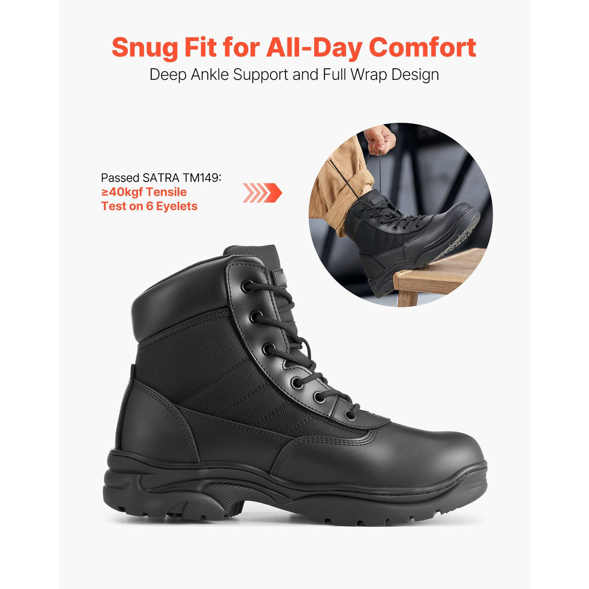 Men's Military Tactical Boots, 6 inch Combat Hiking Work Boots, Lightweight & Breathable & Sturdy Mens Motorcycle Interceptor Trooper Boot, for Outdoor Security Mountaineering, US Size 9.5