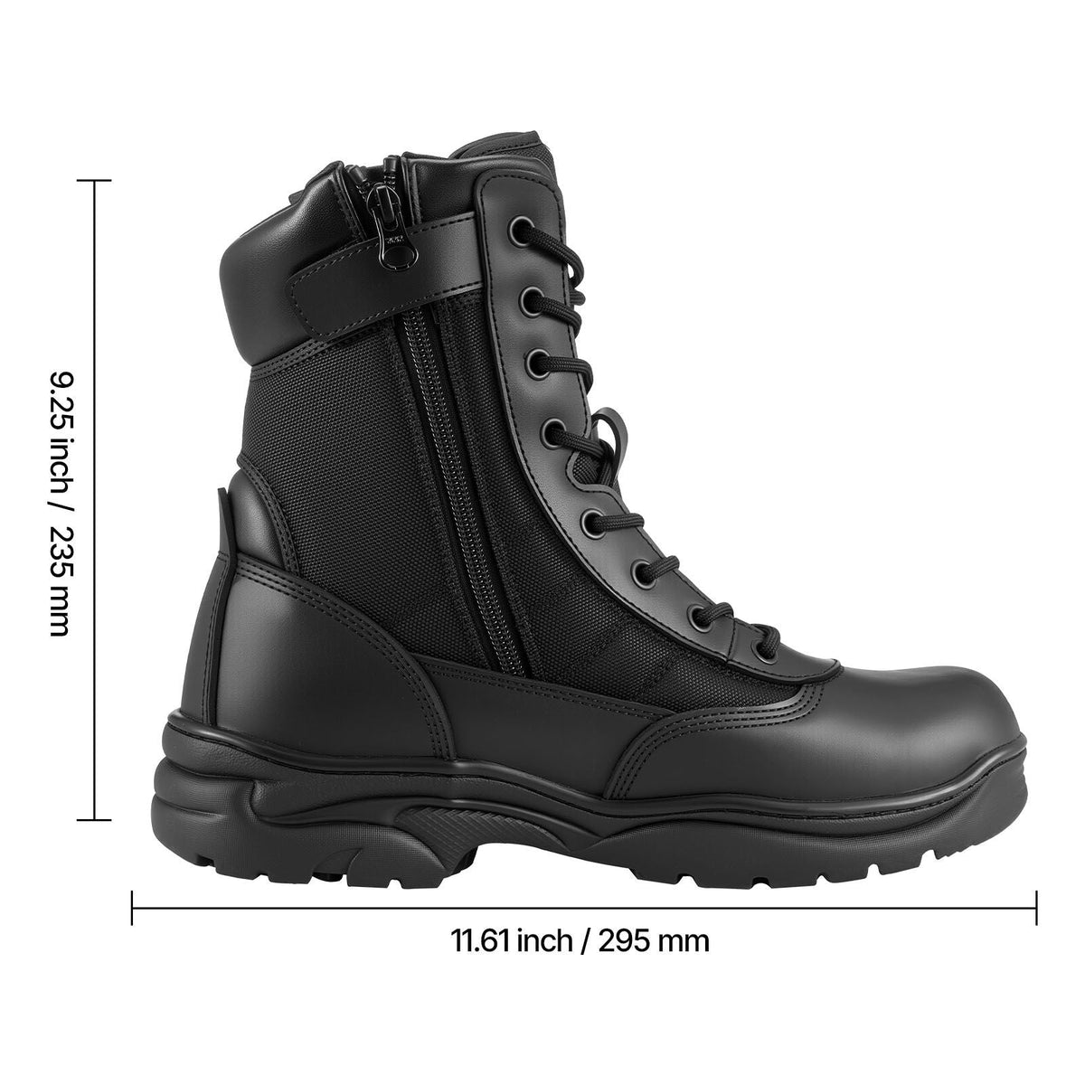 Men's Military Tactical Boots, 8 inch Combat Hiking Work Boots, Lightweight & Breathable Side Zipper Mens Motorcycle Interceptor Trooper Boot, for Outdoor Security Mountaineering, US Size 10.5