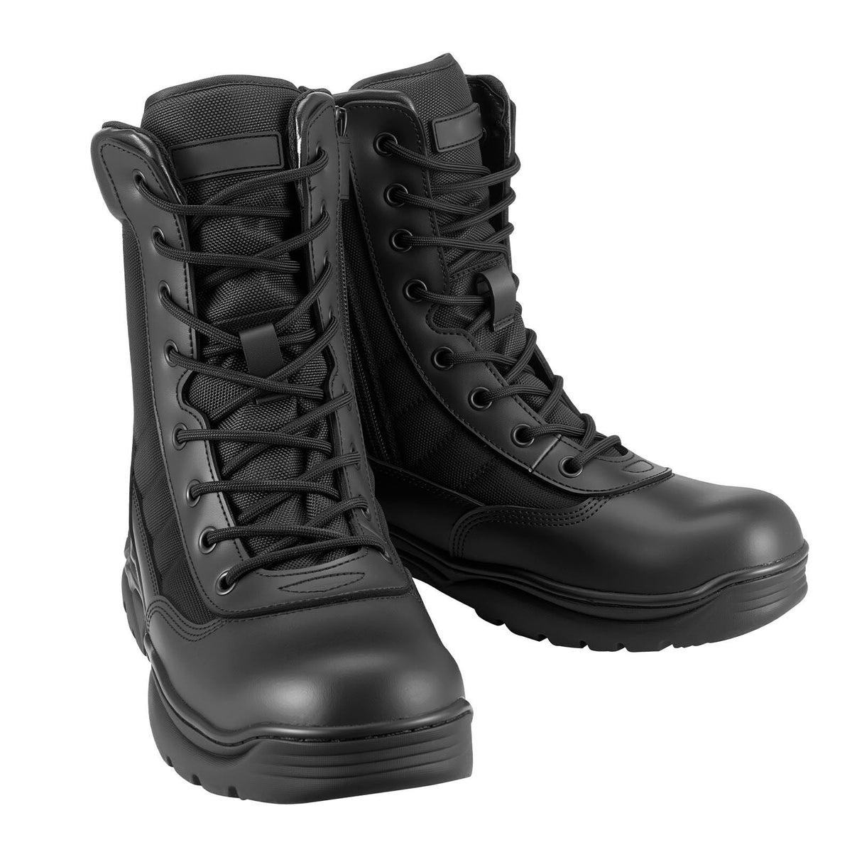 Men's Military Tactical Boots, 8 inch Combat Hiking Work Boots, Lightweight & Breathable Side Zipper Mens Motorcycle Interceptor Trooper Boot, for Outdoor Security Mountaineering, US Size 10.5