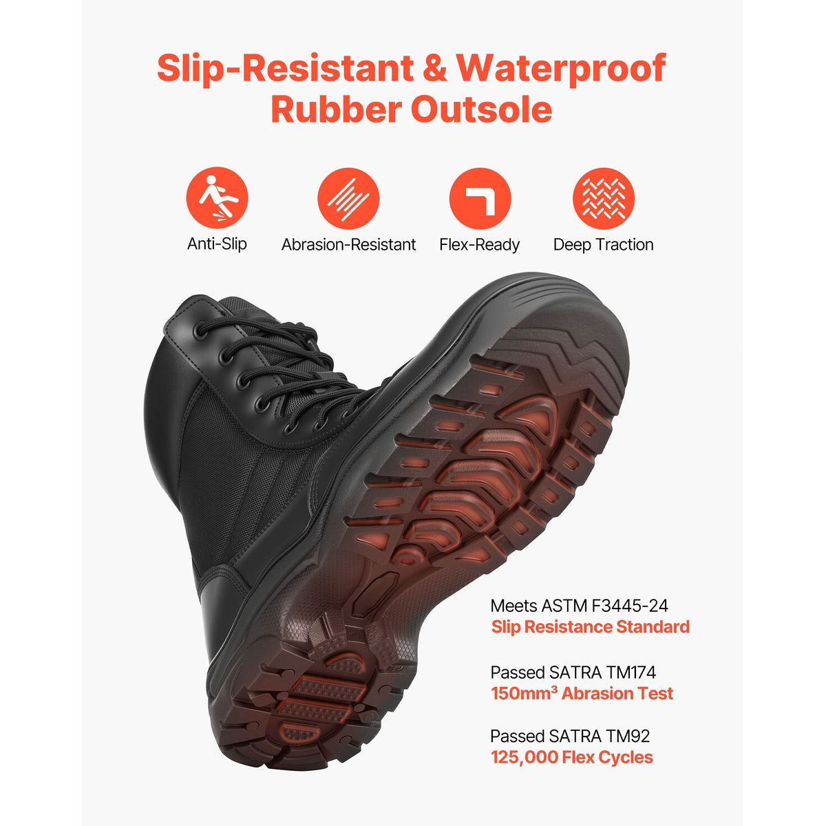 Men's Military Tactical Boots, 8 inch Combat Hiking Work Boots, Lightweight & Breathable Side Zipper Mens Motorcycle Interceptor Trooper Boot, for Outdoor Security Mountaineering, US Size 10.5