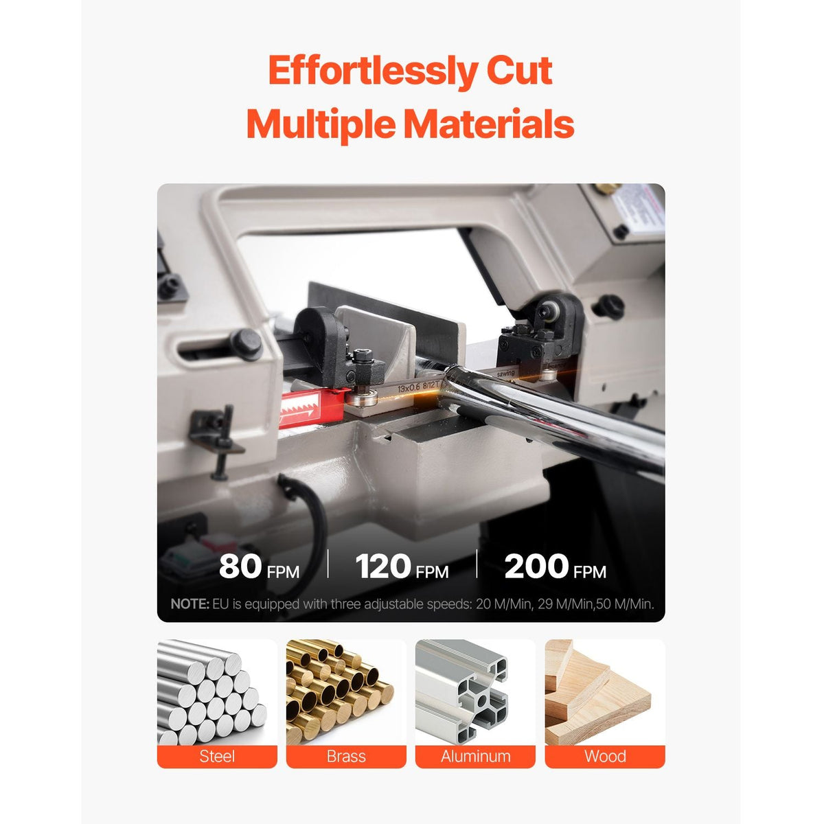 Metal Horizontal Band Saw, 4 in x 6 in Rectangular Cutting Capacity, 110V Metal Vertical Cutting Bandsaw with 550W Motor, 0-45° Angle Adjustment, Variable Speed, for Metal, Wood, and Plastic