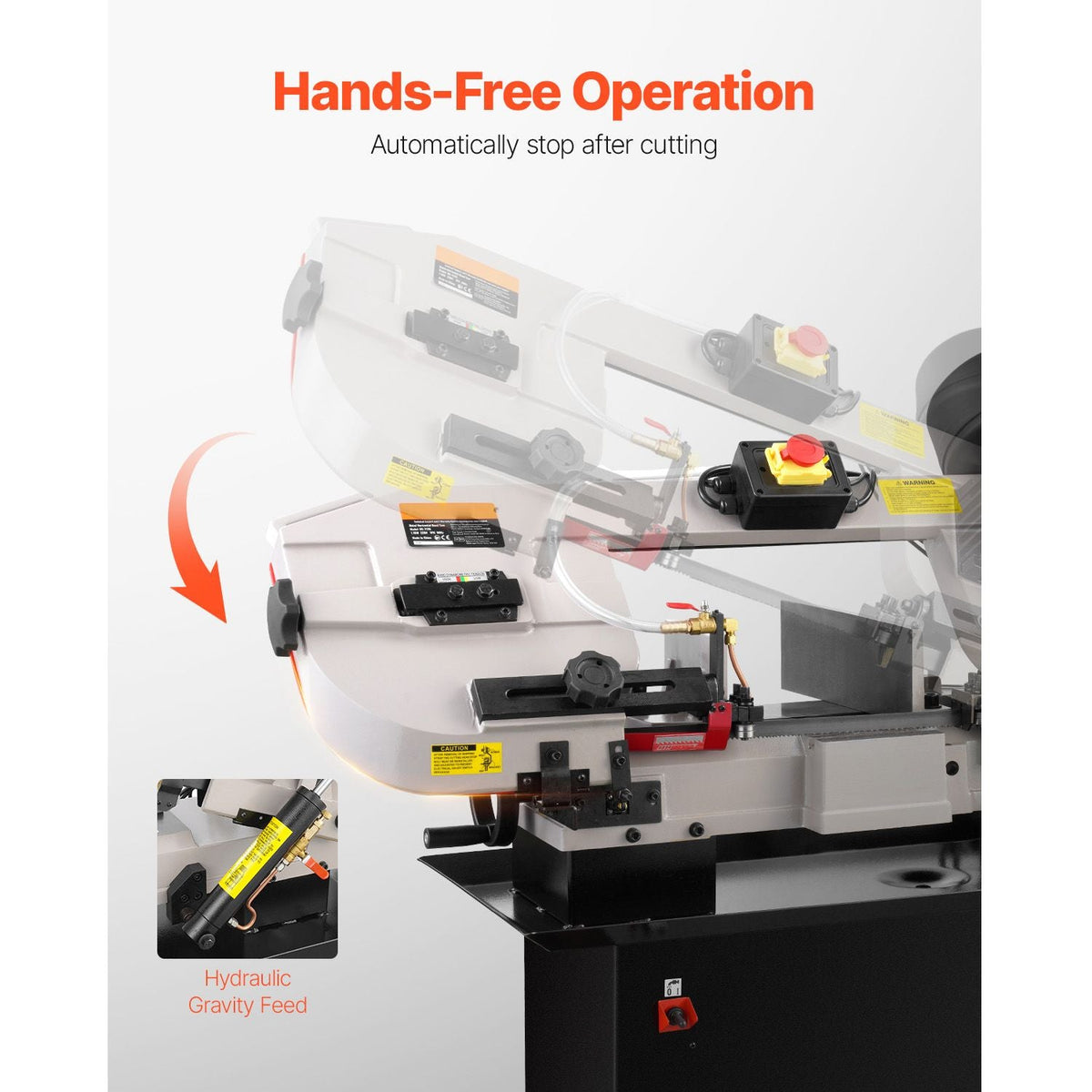 Metal Horizontal Band Saw, 7 x 12 in Rectangular Cutting Capacity, 110/220V Metal Vertical Cutting Bandsaw with 1.1 kW Motor, 0-45° Angle Adjustment, Variable Speed, for Metal, Wood, and Plastic