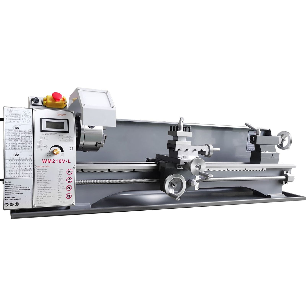 Metal Lathe Machine, 211 mm x 750 mm, Precision Benchtop Power Metal Lathe, 0-2500 RPM Continuously Variable Speed, 750W Brushless Motor Metal Gears, with Tool Box for Processing Precision Parts