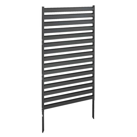 Metal Privacy Screen, 38" W x 60" H Freestanding Modern Privacy Fence, Garden Divider Panel with Extended Ground Stakes & Panel Height Adjustable, Freestanding Outdoor Divider for Garden, Indoor