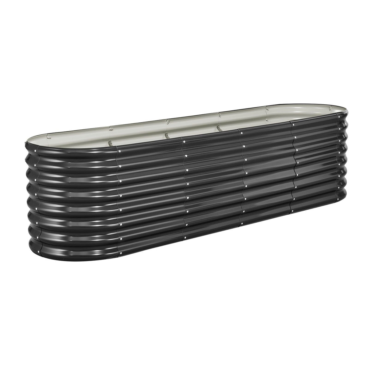 Metal Raised Garden Bed, 8 x 2 x 2 ft Oval Outdoor Galvanized Planter Garden Box, Open Bottom Design, Large Planter Raised Bed for Growing Vegetables, Flowers, Herbs, and Succulents, Dark Gray