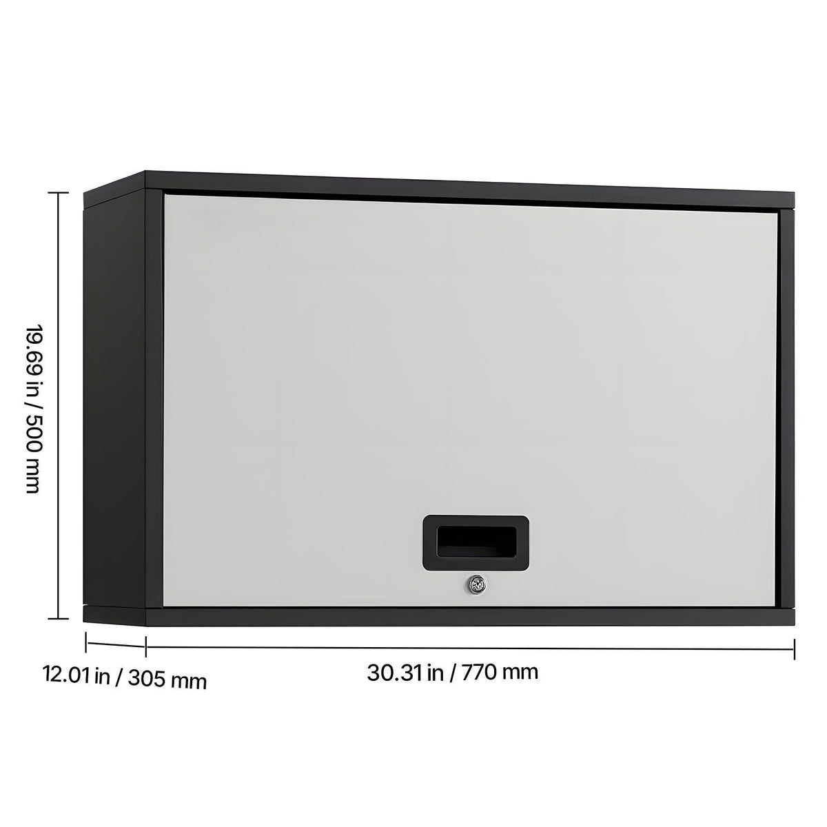 Metal Wall Cabinet, 27.56W x 12.01D x 19.69H Inch, Floating Garage Tool Cabinet with Up-Flip Door and Shelf, 240 lbs Load Capacity, Fit for Garage, Basement, Kitchen, Warehouse Assembly Required