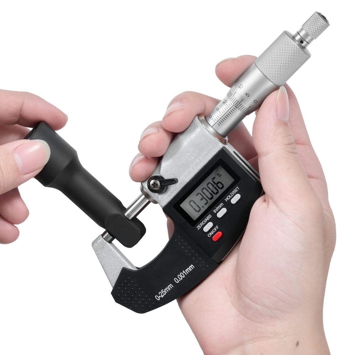 Micrometer Set, Digital Outside Micrometer 0-1 inch Measuring Range, 0.00005" Resolution, Ultra-Precision 0.0001 Accuracy, LCD Screen, in/mm Switch, Carbide Tip, with Protective Case
