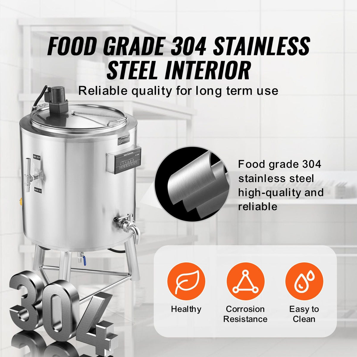 Milk Pasteurizer 100L, Commercial Milk Pasteurization Machine, Food Grade 304 Stainless Steel, Professional Pasteurization with Time and Temperature Control, for Milk Juice Yogurt Sterilization