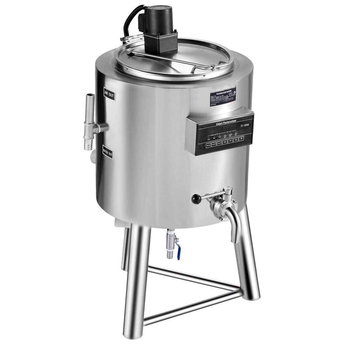 Milk Pasteurizer 30L, Commercial Milk Pasteurization Machine, Food Grade 304 Stainless Steel, Professional Pasteurization with Time and Temperature Control, for Milk Juice Yogurt Sterilization