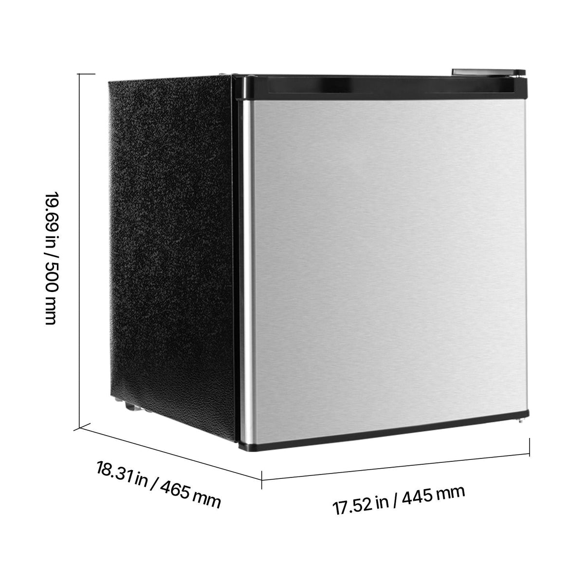Mini Fridge, 1.6 Cu.Ft, Single Door Compact Refrigerator, Adjustable Temperature, Metal Shelf, Energy Efficient Small Refrigerator, Reversible Door, Low Noise, for Bedroom, Office, Stainless