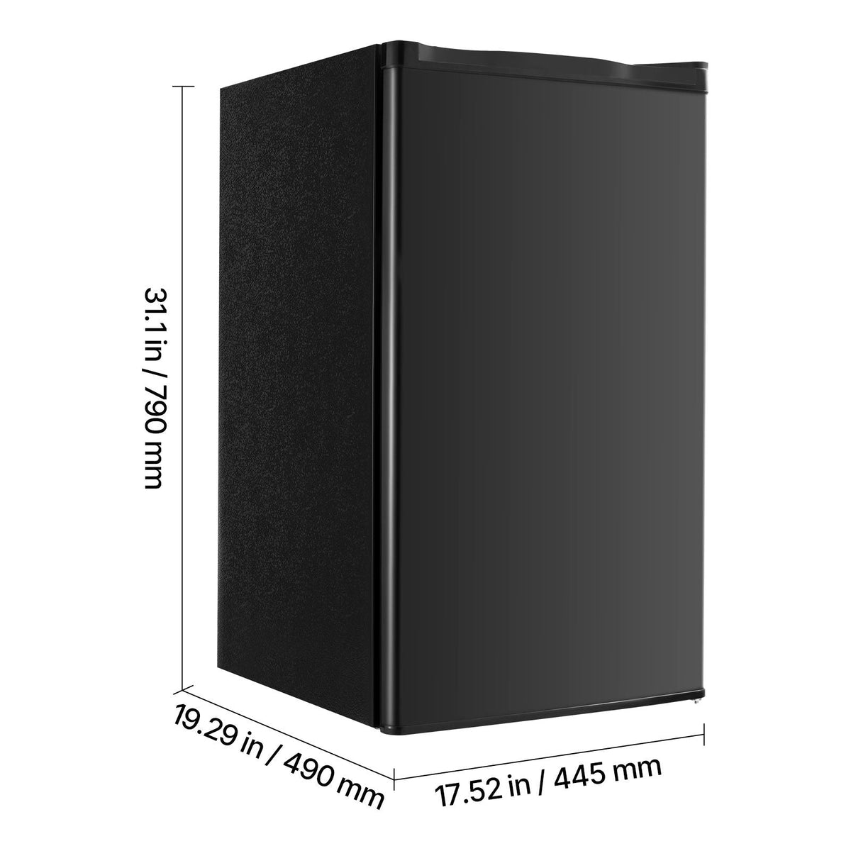 Mini Fridge, 3.2 Cu.Ft, Single Door Compact Refrigerator, Adjustable Temperature, Glass Shelf, Energy Efficient Small Refrigerator, Reversible Door, Low Noise, for Bedroom Dorm Office, Black