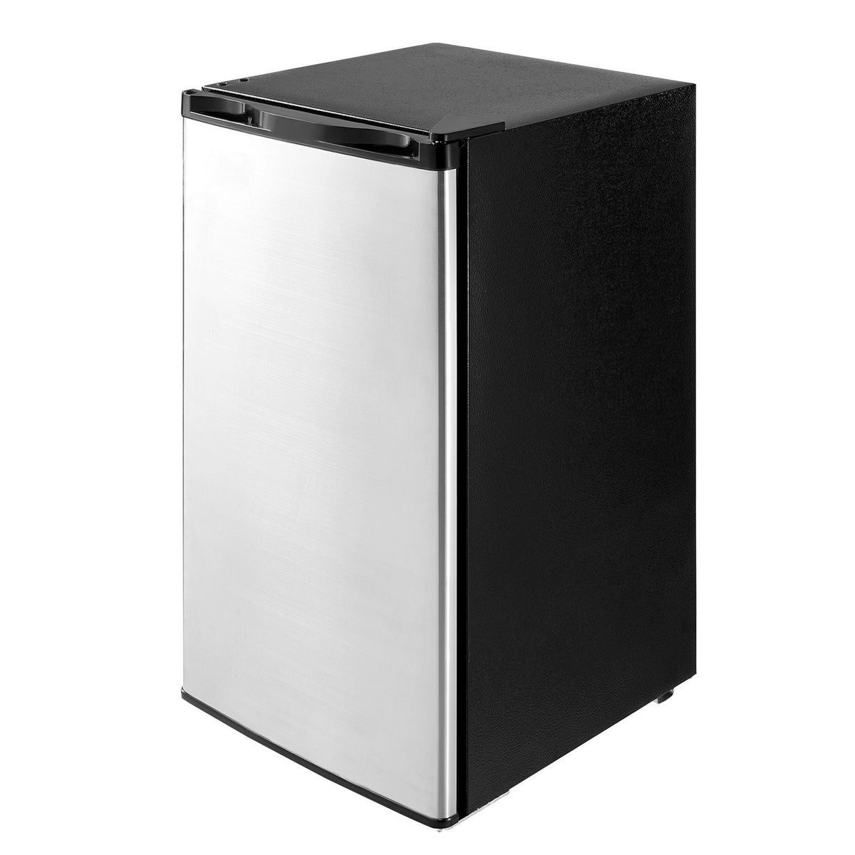 Mini Fridge, 3.2 Cu.Ft, Single Door Compact Refrigerator, Adjustable Temperature, Glass Shelf, Energy Efficient Small Refrigerator, Reversible Door, Low Noise, for Bedroom Dorm Office, Stainless