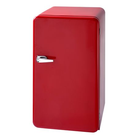 Mini Fridge, 3.2 Cu.Ft, Single Door Compact Refrigerator with Adjustable Temperature, Glass Shelf, Energy Efficient Dorm Fridge, Low Noise Small Refrigerator, for Bedroom, Office, Dorm, Red