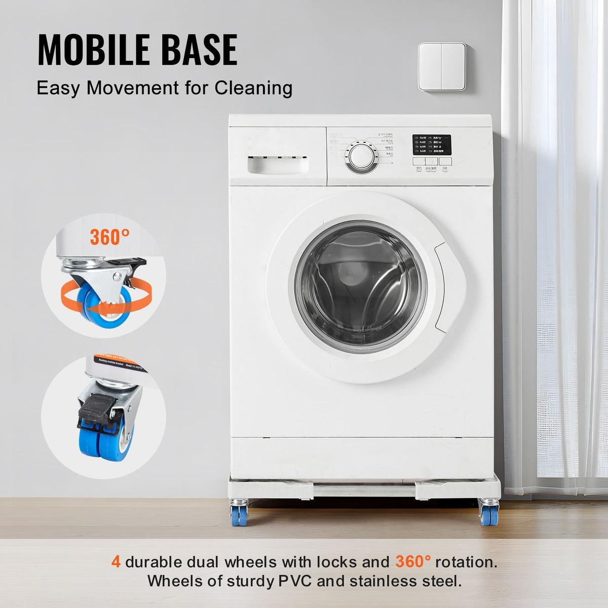 Mini Fridge Stand Universal Laundry Pedestal, Adjustable Refrigerator Stand with Smooth Casters, Washing Machine Pedestal Multi-Functional Base for Washer And Dryer, 15"-24.2"W Expandable