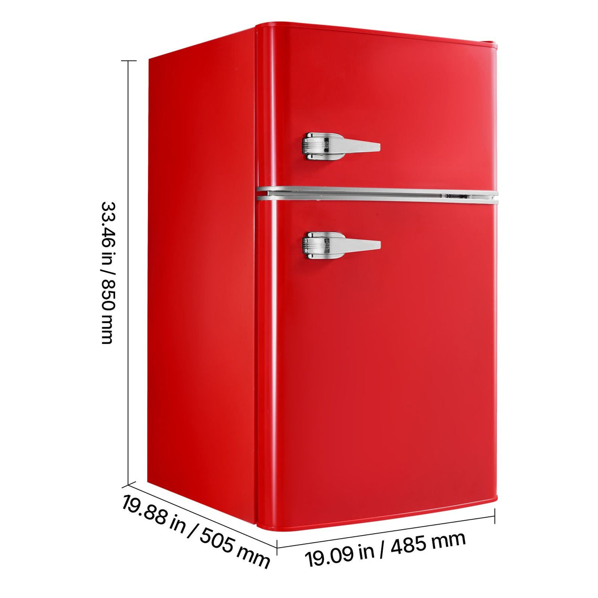 Mini Fridge with Freezer, 3.2 Cu.Ft, Two Door Compact Refrigerator with Adjustable Temperature, Glass Shelf, Energy Efficient Dorm Fridge, Low Noise Small Refrigerator, for Bedroom, Office, Red