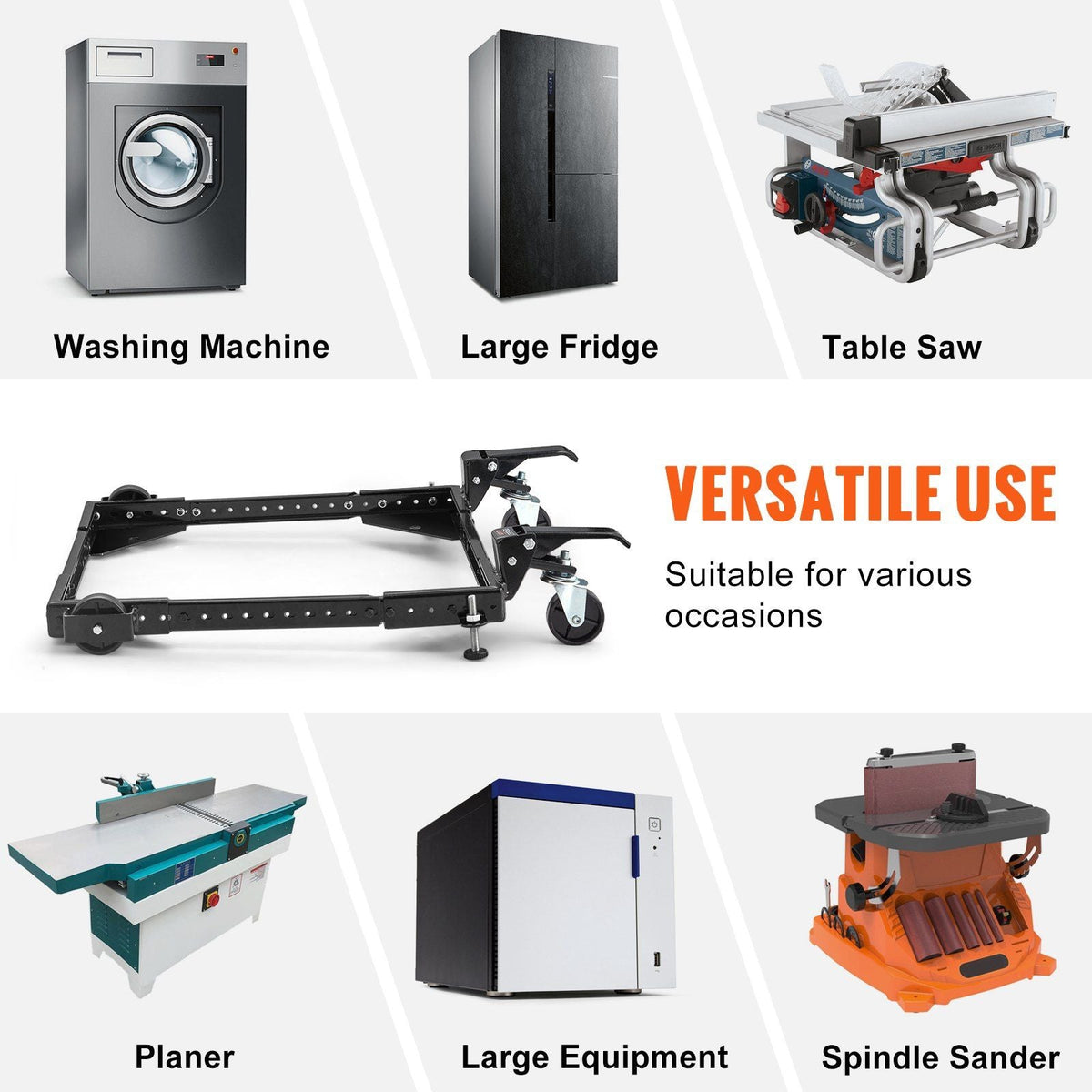 Mobile Base, 700 lbs Weight Capacity, Adjustable from 15" x 15" to 36" x 36", Heavy Duty Universal Mobile Base Stand with Swivel Wheels, for Woodworking Equipment, Bandsaw, Power Tools, Machines
