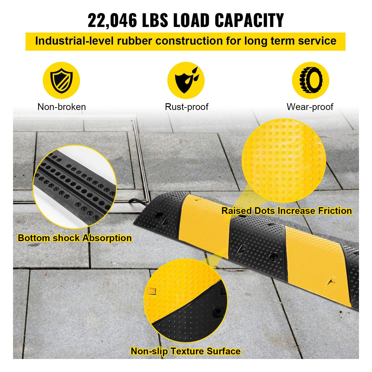 Modular Rubber Traffic Speed Bump 2 Channel Cable Protector Ramp