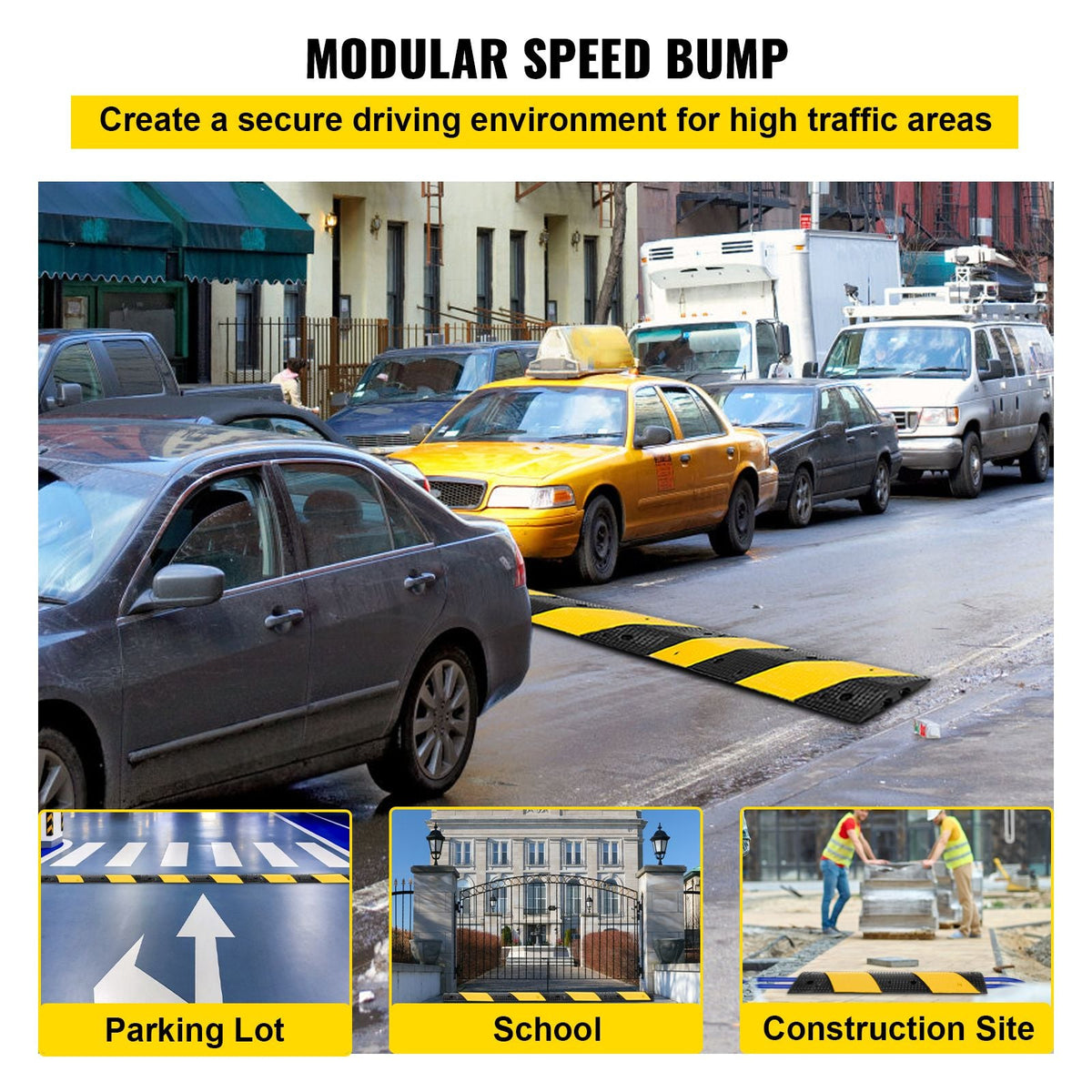 Modular Rubber Traffic Speed Bump 2 Channel Cable Protector Ramp