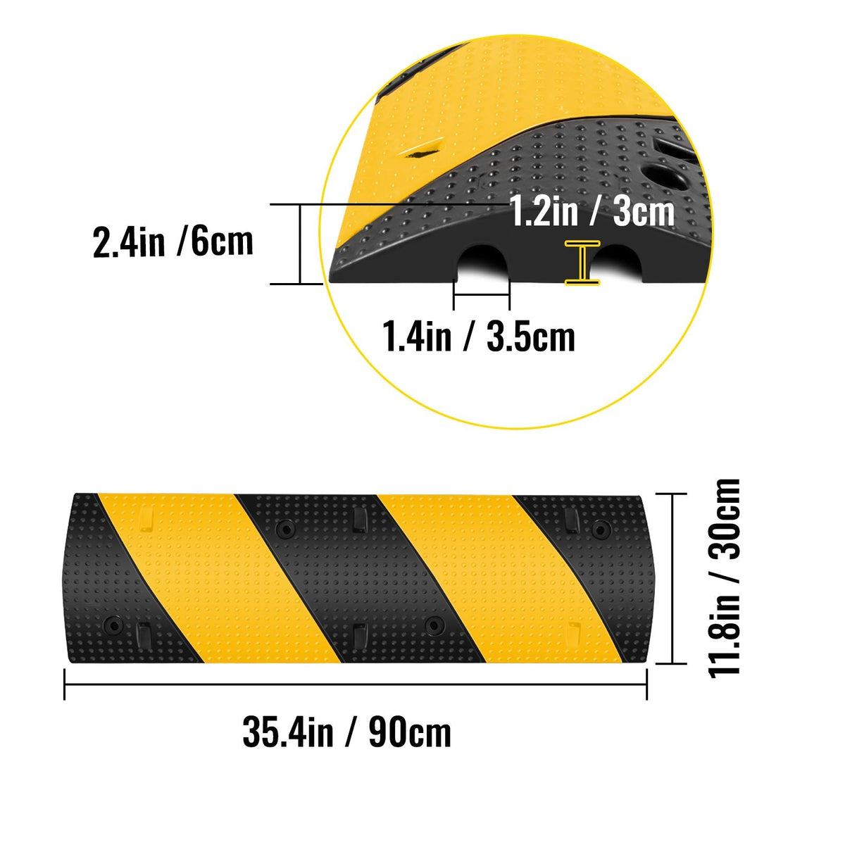 Modular Rubber Traffic Speed Bump 2 Channel Cable Protector Ramp