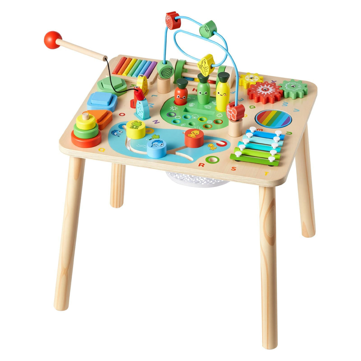 Montessori Activity Table for Toddler 1-3 Years Old, 13 in 1 Wooden Learn Activity Desk, Baby Play Table for Boys & Girls Aged 6+ Months, Great Birthday, Christmas, Children's Day Present