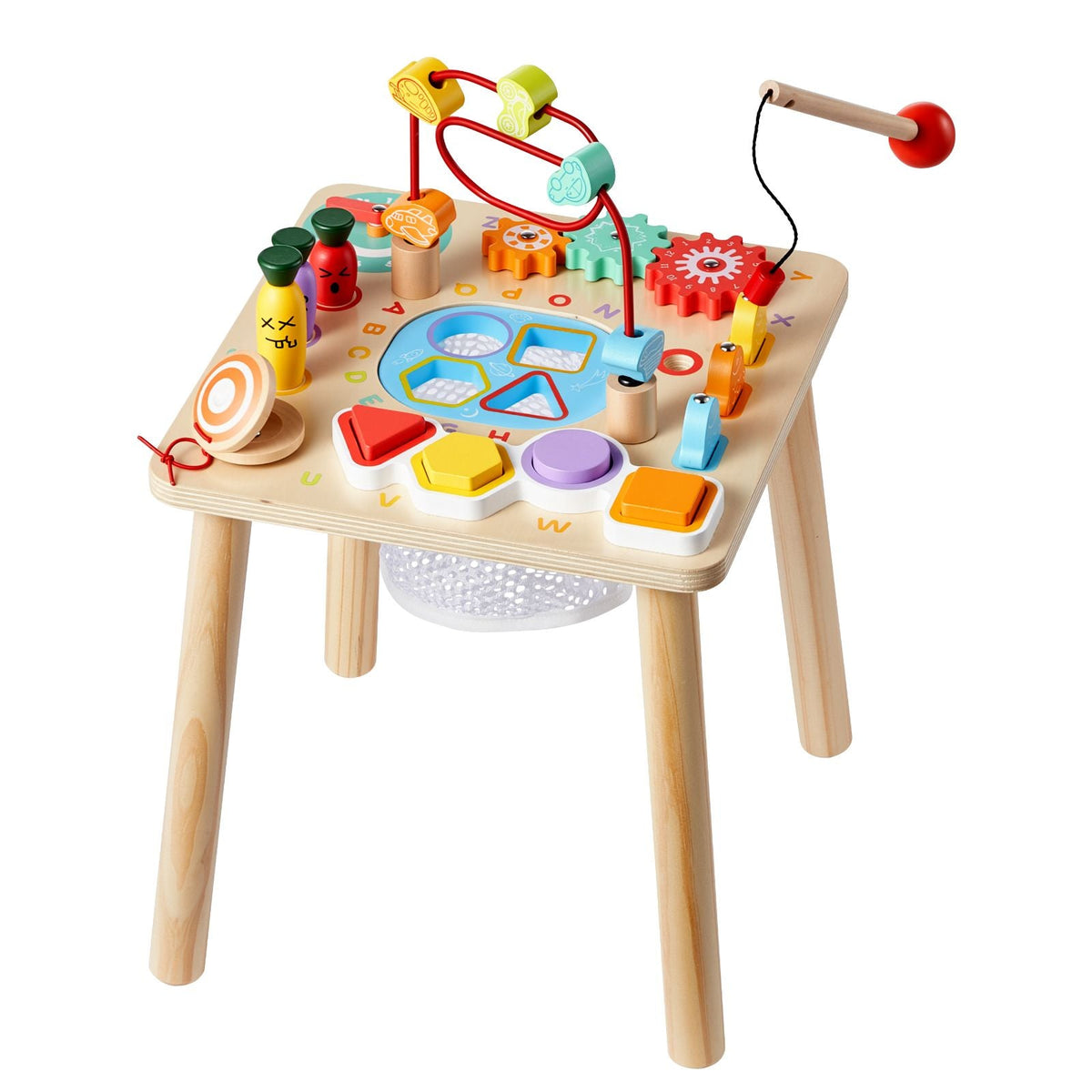 Montessori Activity Table for Toddler 1-3 Years Old, 8 in 1 Wooden Learn Activity Desk, Baby Play Table for Boys & Girls Aged 6+ Months, Great Birthday, Christmas, Children's Day Present