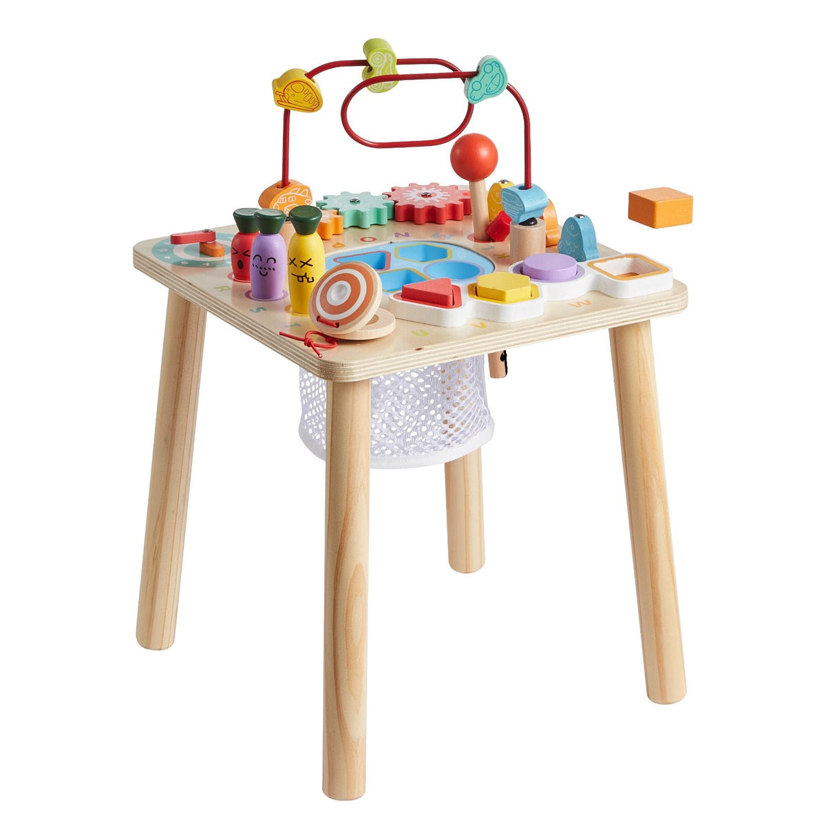 Montessori Activity Table for Toddler 1-3 Years Old, 8 in 1 Wooden Learn Activity Desk, Baby Play Table for Boys & Girls Aged 6+ Months, Great Birthday, Christmas, Children's Day Present