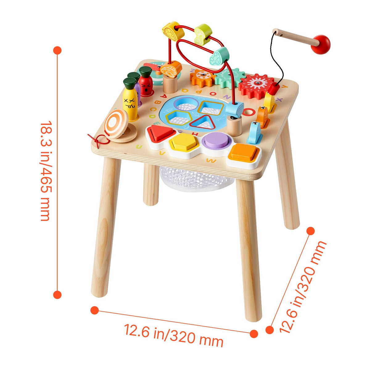 Montessori Activity Table for Toddler 1-3 Years Old, 8 in 1 Wooden Learn Activity Desk, Baby Play Table for Boys & Girls Aged 6+ Months, Great Birthday, Christmas, Children's Day Present