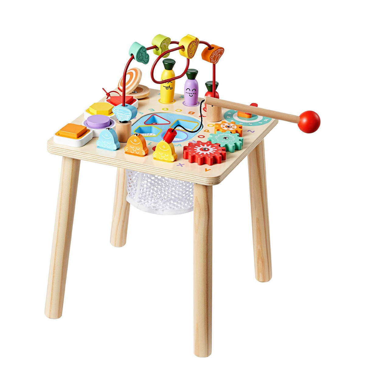Montessori Activity Table for Toddler 1-3 Years Old, 8 in 1 Wooden Learn Activity Desk, Baby Play Table for Boys & Girls Aged 6+ Months, Great Birthday, Christmas, Children's Day Present