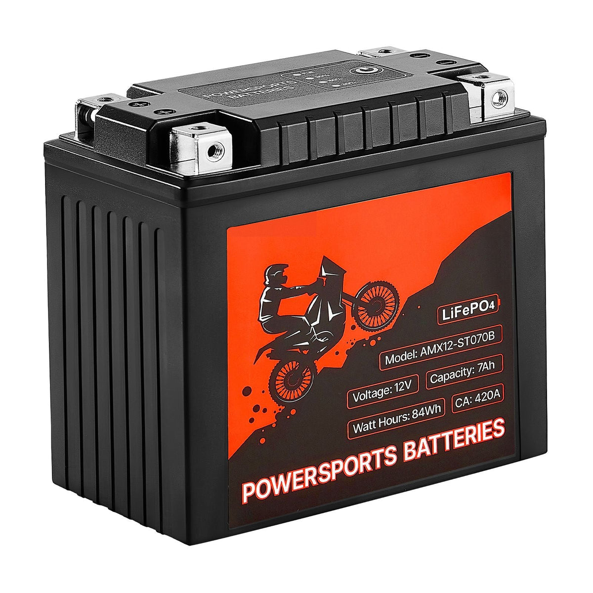 Motorcycle Battery, 12 Volt 7Ah, LiFePO4 Lithium Pre-Charged Powersports Battery, Maintenance Free & High Performance, Compatible with ATV, Motorcycle, Jet Skis, Scooter, UTV, and More