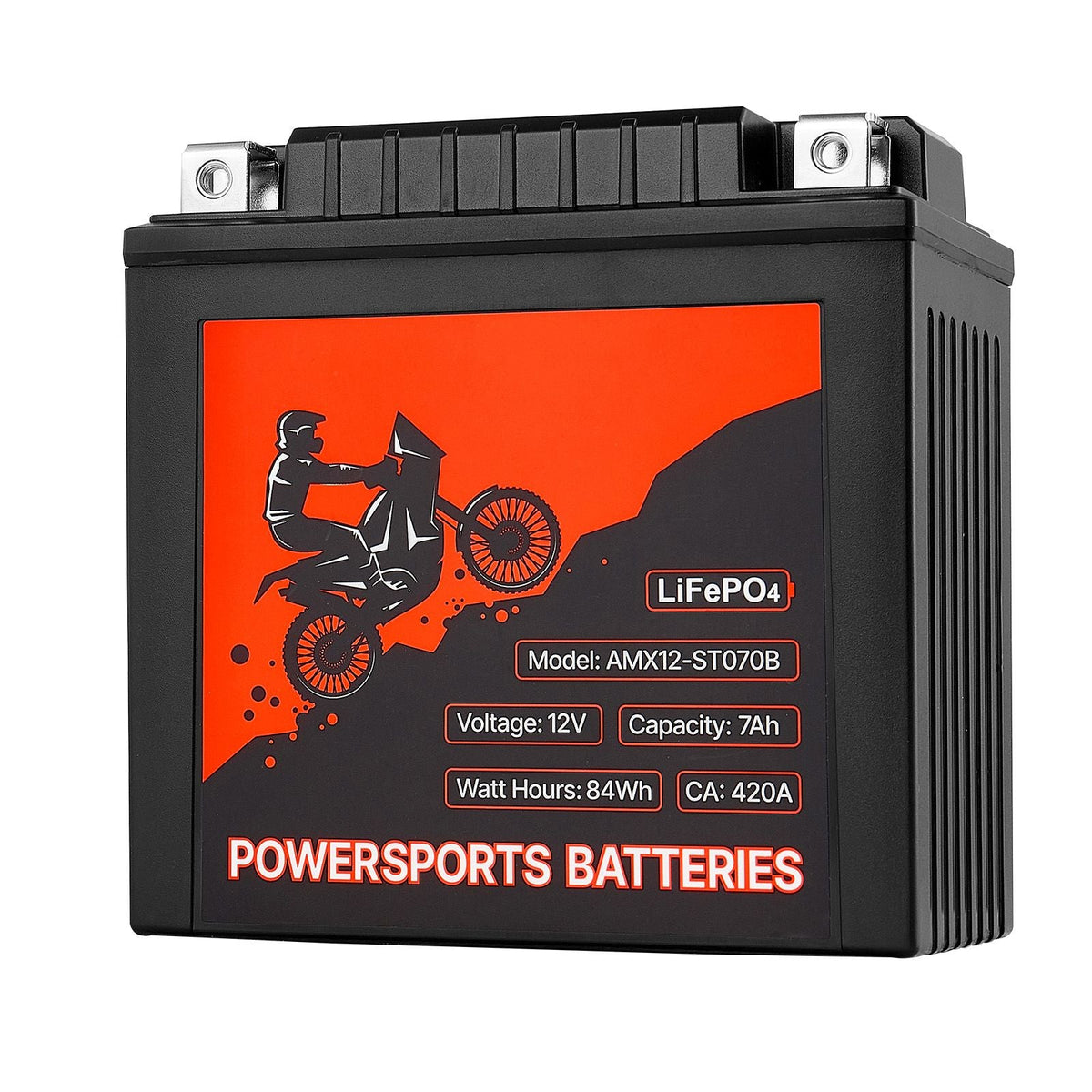 Motorcycle Battery, 12 Volt 7Ah, LiFePO4 Lithium Pre-Charged Powersports Battery, Maintenance Free & High Performance, Compatible with ATV, Motorcycle, Jet Skis, Scooter, UTV, and More