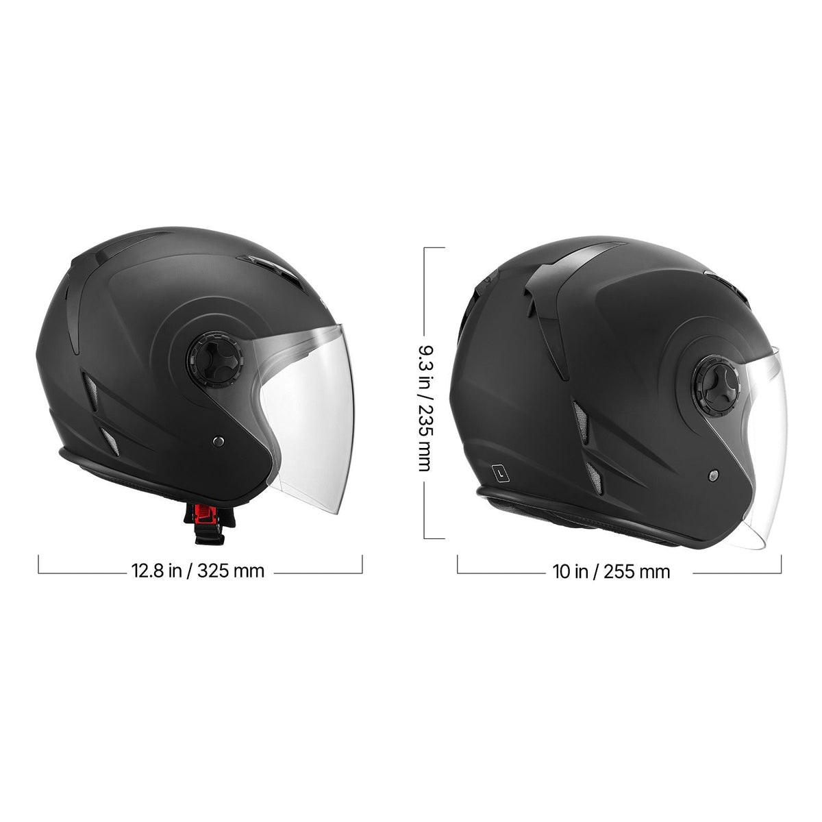 Motorcycle Helmet, 3/4 Open Face, Adult Motocross Dirt Bike Helmet with Clear Visor, Comfortable Motorbike Racing Street with Detachable Liner for Men & Women, DOT Approved, (Matte Black, XL)