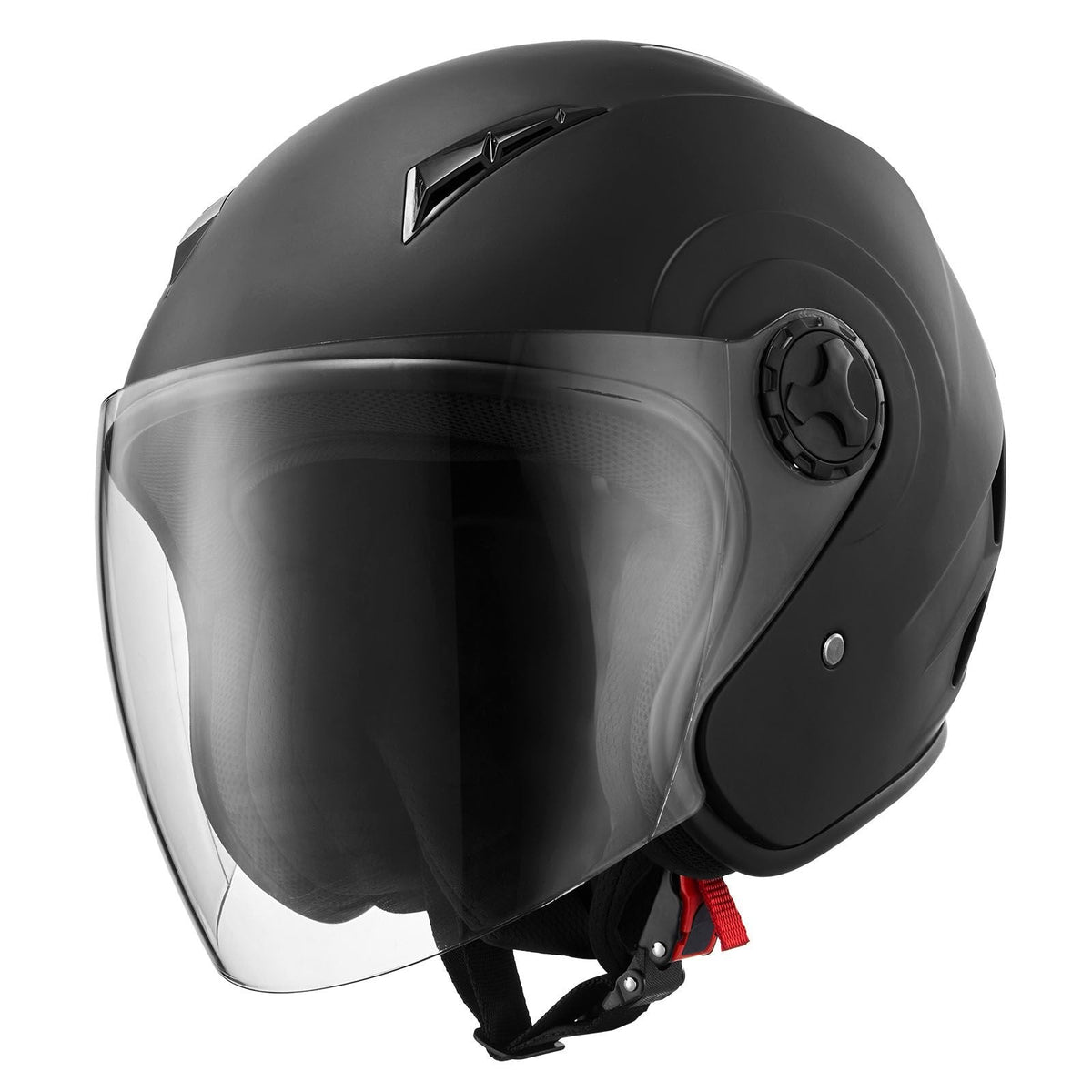 Motorcycle Helmet, 3/4 Open Face, Adult Motocross Dirt Bike Helmet with Clear Visor, Comfortable Motorbike Racing Street with Detachable Liner for Men & Women, DOT Approved, (Matte Black, XL)