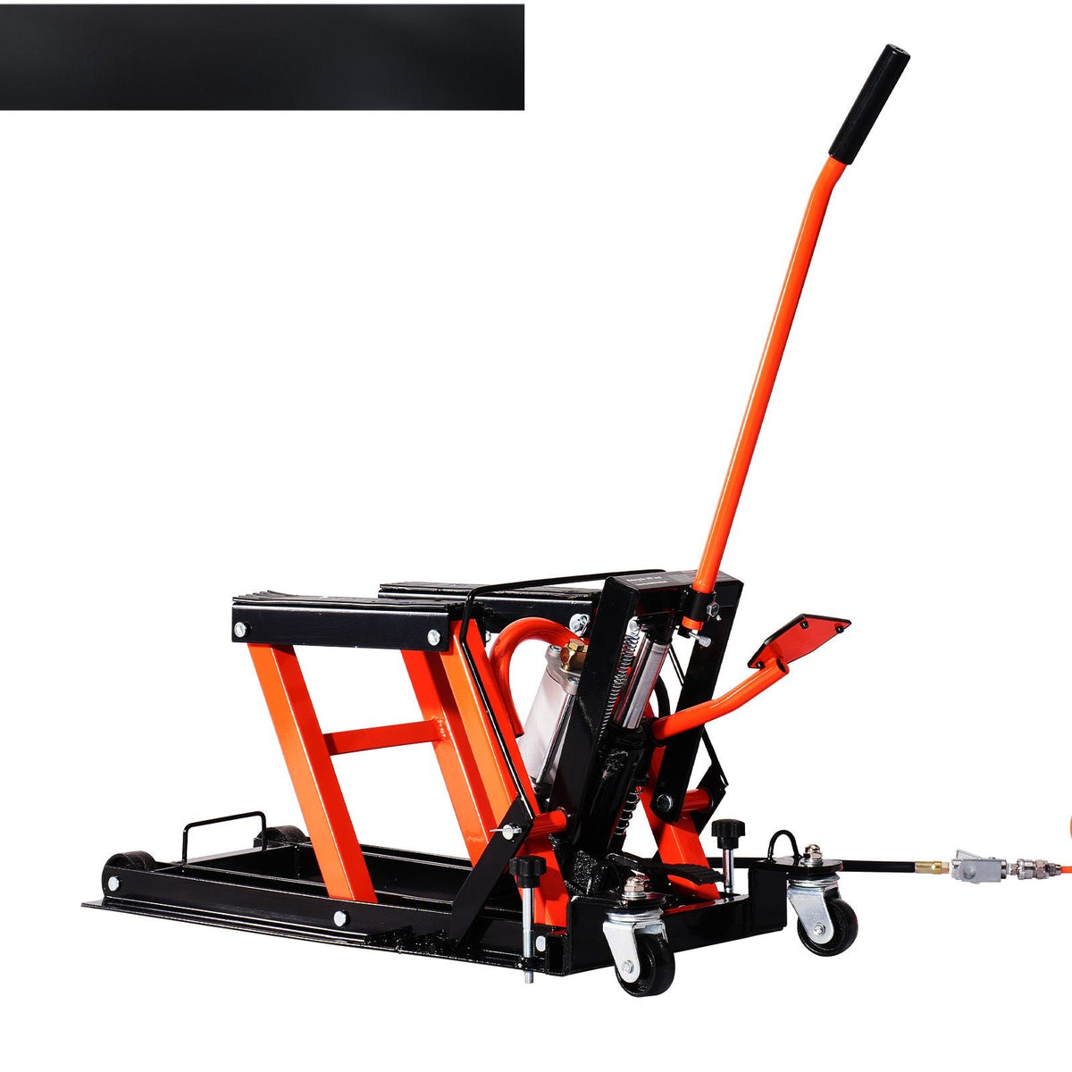 Motorcycle Lift, 1500lbs Weight Capacity, Hydraulic & Pneumatic Motorcycle Jack, 4.1-15 in Height Range, Heavy Duty Bike Repair Stand with Removable Ramp with 2 Casters for ATVs, Dirt Bike
