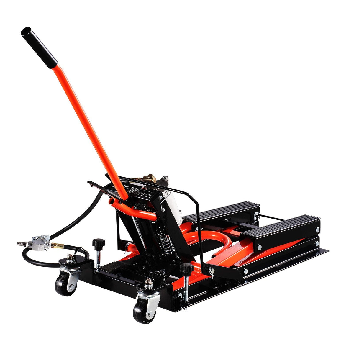 Motorcycle Lift, 1500lbs Weight Capacity, Hydraulic & Pneumatic Motorcycle Jack, 4.1-15 in Height Range, Heavy Duty Bike Repair Stand with Removable Ramp with 2 Casters for ATVs, Dirt Bike