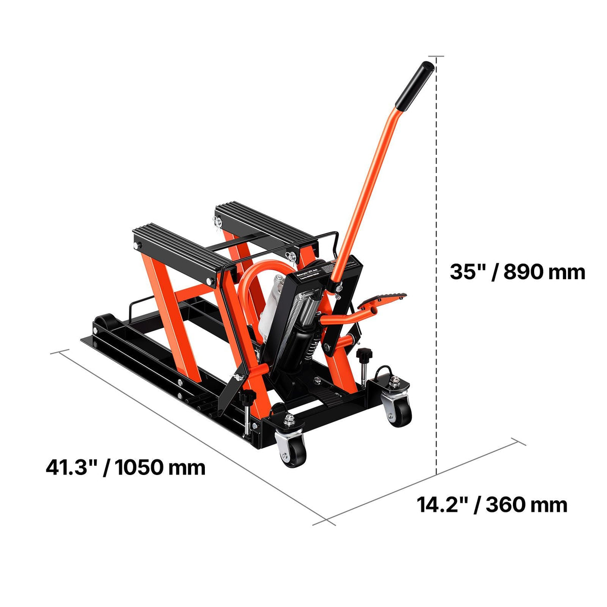 Motorcycle Lift, 1500lbs Weight Capacity, Hydraulic & Pneumatic Motorcycle Jack, 4.1-15 in Height Range, Heavy Duty Bike Repair Stand with Removable Ramp with 2 Casters for ATVs, Dirt Bike