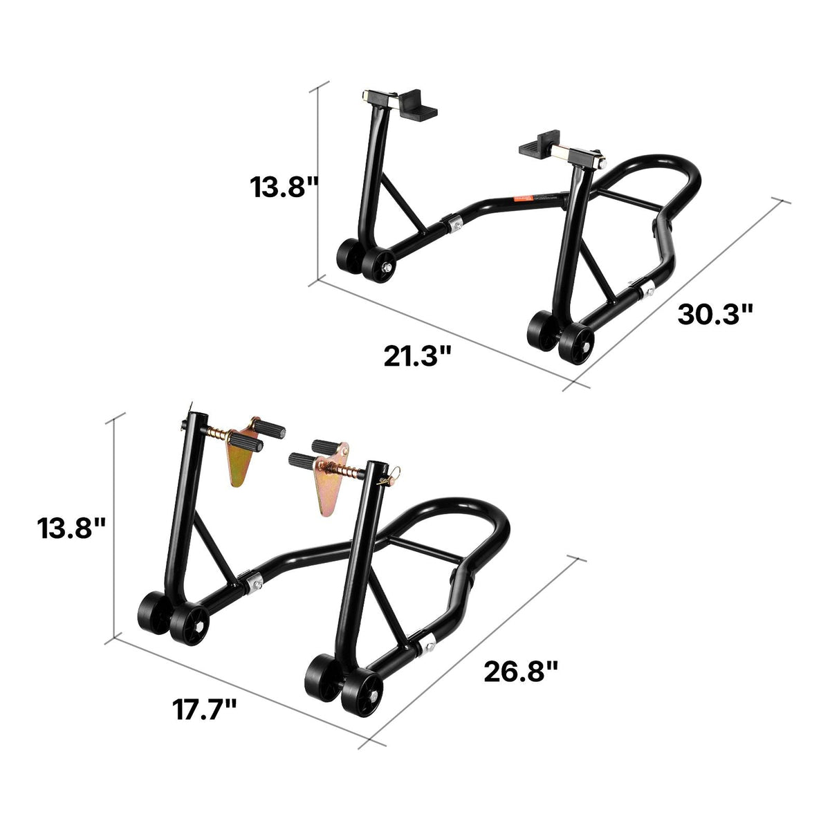 Motorcycle Stand Lift, 1100lbs Capacity Front Rear Combo Stand Lift, Front Wheel Dual-Fork Stand, Rear U+L Fork Swingarm Spool Stand, for Most Yamaha Honda Kawasaki Suzuki Motorcycles, Black