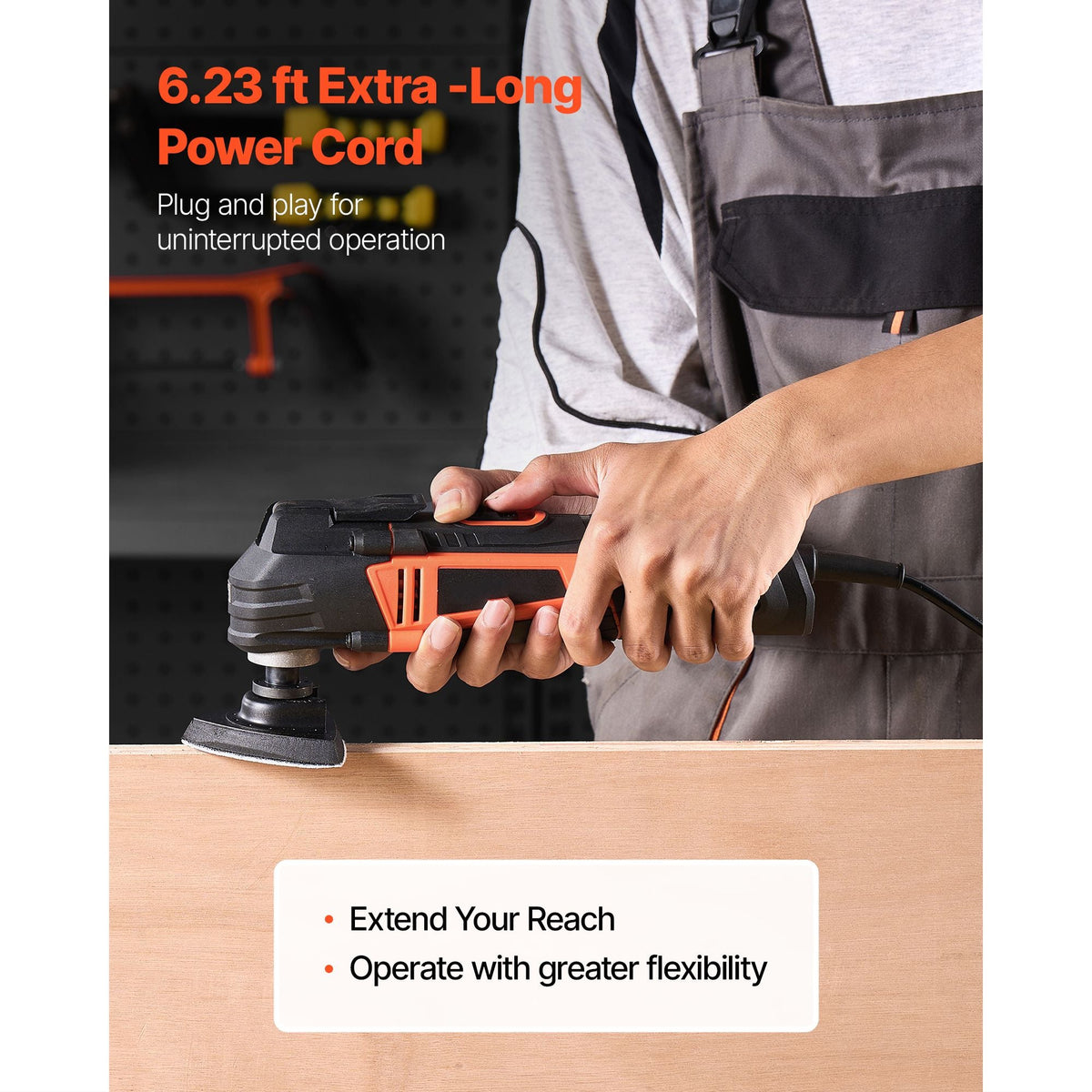 Multitool Oscillating Tool, 3Amps Corded Oscillating Multi Tool with 6 Variable Speeds 15000 - 22000 OPM, 3.2° Oscillating Angle, 13PCS Saw Accessories, LED Work Light & Tool Bag