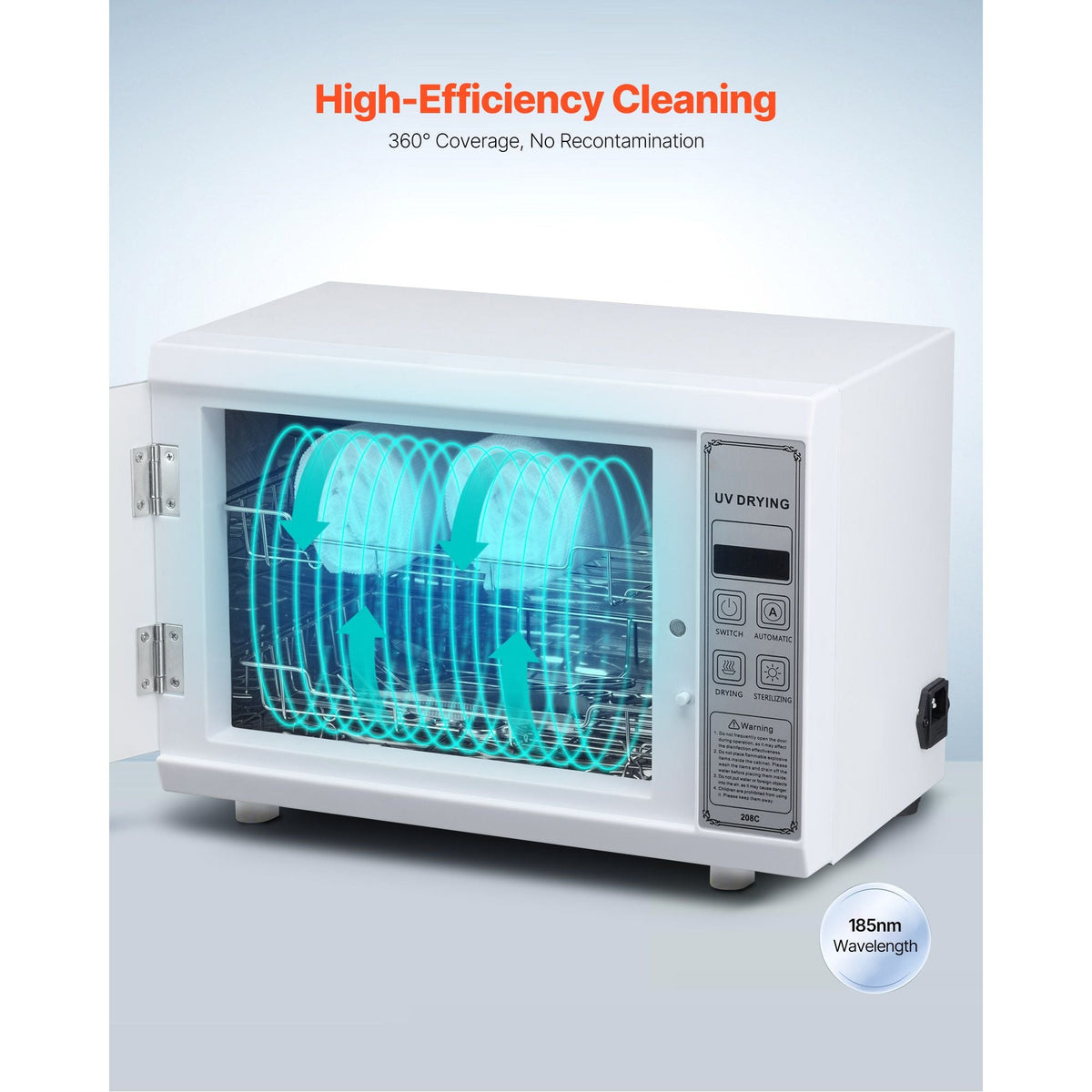 Nail Tool Cleaning Machine, 12L Large Capacity, Multi-Functional Tool Cabinet Cleaner Box with Timer Setting, Tempered Glass Door, 185nm Wavelength, for Labs, Home, Nail Salons, Beauty Salons
