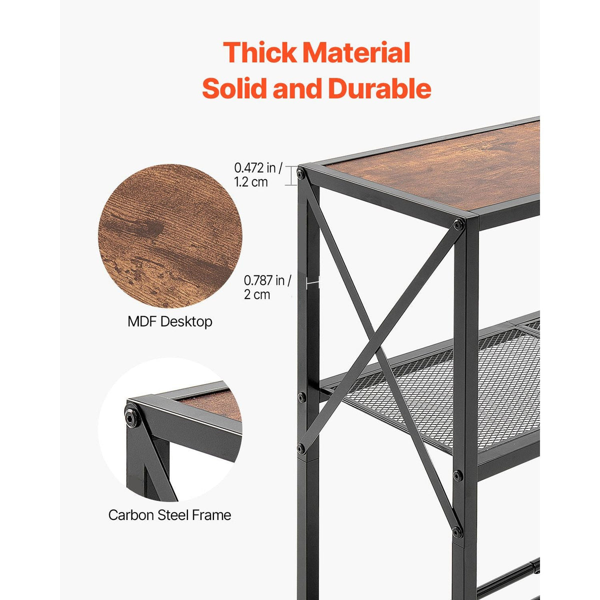 Narrow Console Sofa Table, 41.7 inches Behind Couch Table, 3-Tier Long Entryway Table and Skinny Hallway Table, Narrow Sofa Table with Metal Frame, for Entryway, Hallway, Living Room & Bedroom
