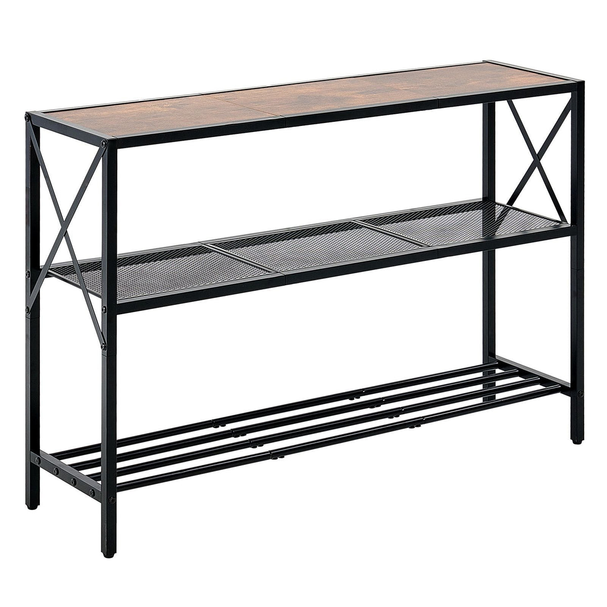 Narrow Console Sofa Table, 41.7 inches Behind Couch Table, 3-Tier Long Entryway Table and Skinny Hallway Table, Narrow Sofa Table with Metal Frame, for Entryway, Hallway, Living Room & Bedroom