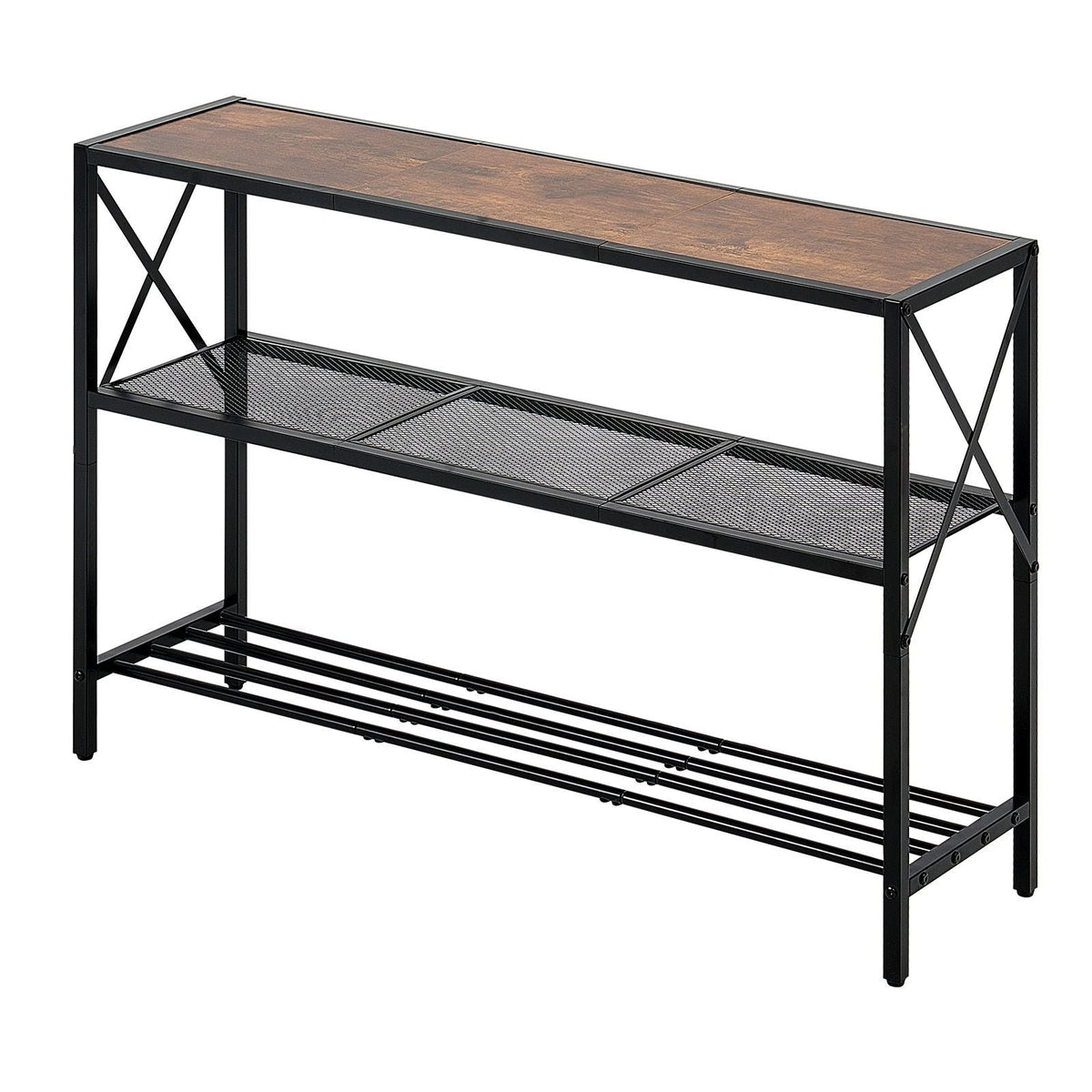 Narrow Console Sofa Table, 41.7 inches Behind Couch Table, 3-Tier Long Entryway Table and Skinny Hallway Table, Narrow Sofa Table with Metal Frame, for Entryway, Hallway, Living Room & Bedroom