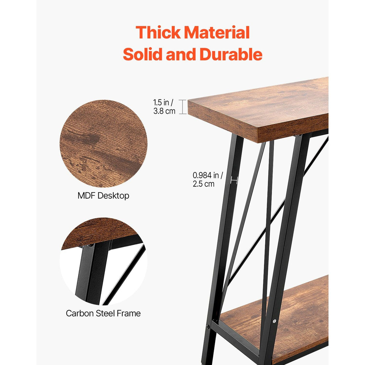 Narrow Console Sofa Table, 70.9 inches Behind Couch Table, 2-Tier Long Entryway Table and Skinny Hallway Table, Narrow Sofa Table with Metal Frame, for Entryway, Hallway, Living Room & Bedroom